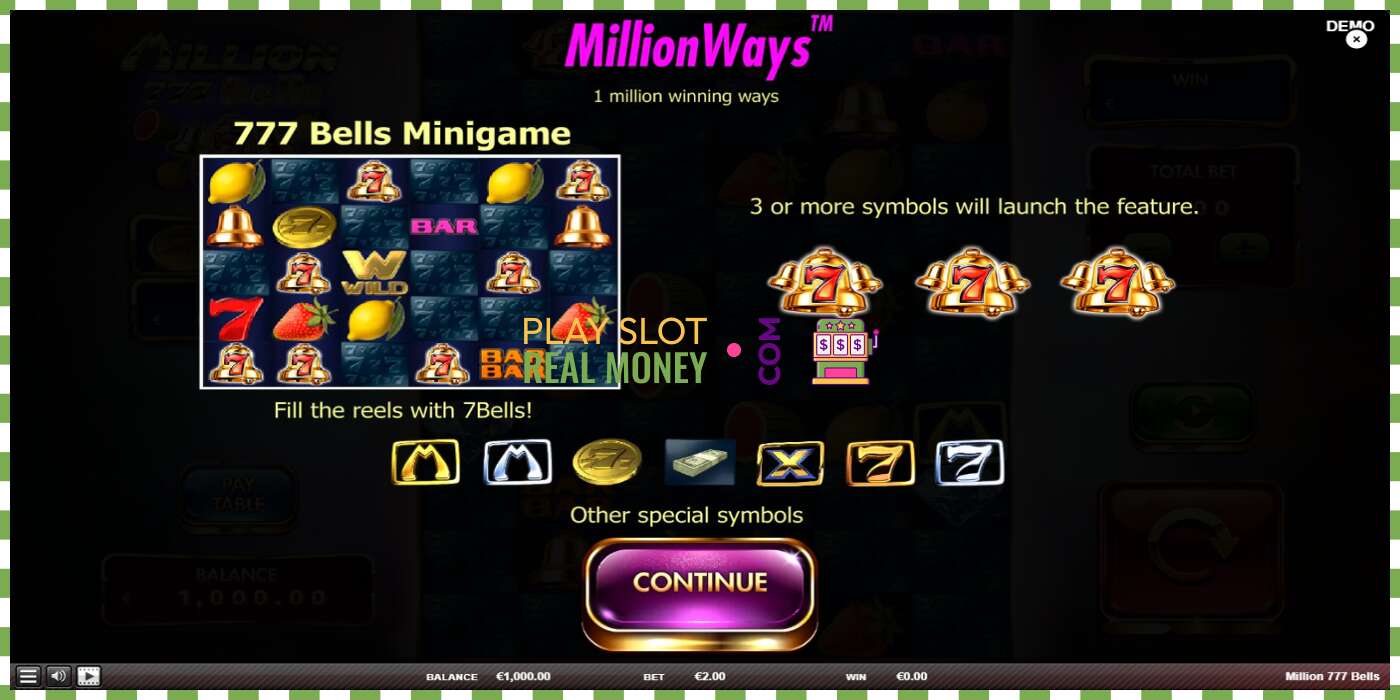 Slot Million 777 Bells oikealla rahalla, kuva - 1