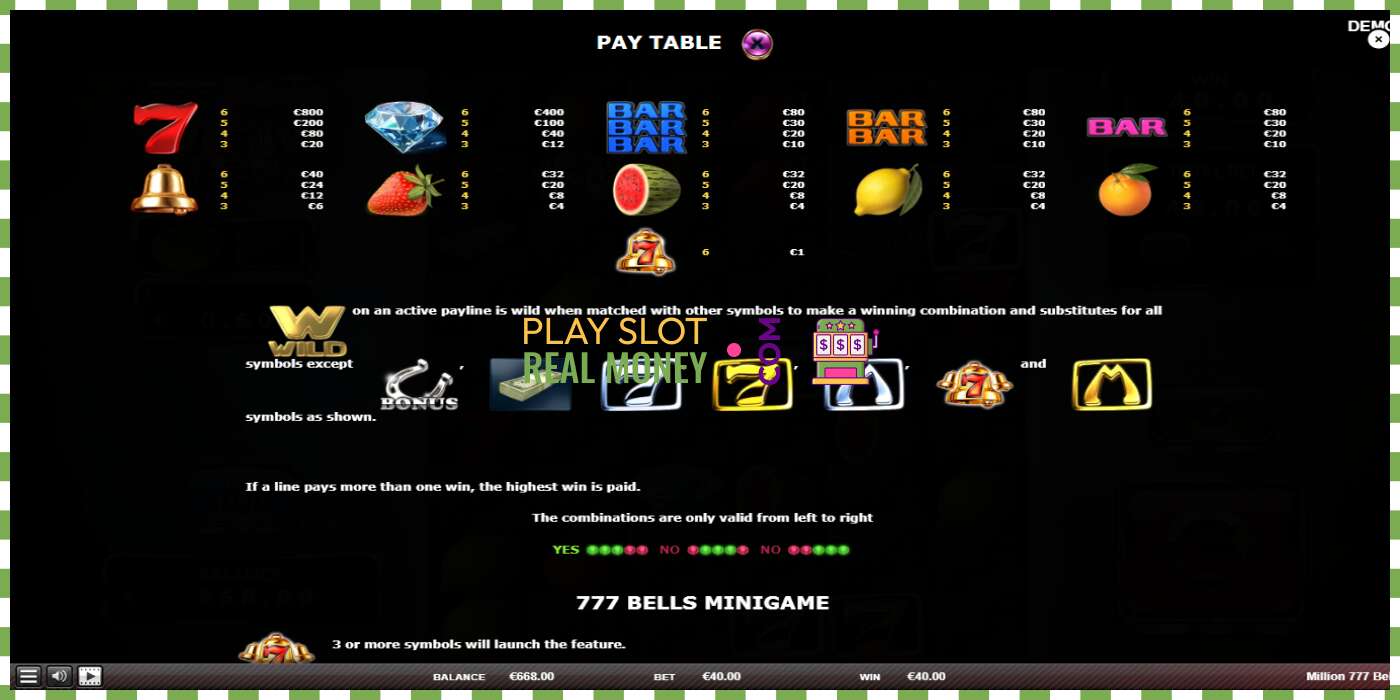 Slot Million 777 Bells oikealla rahalla, kuva - 5