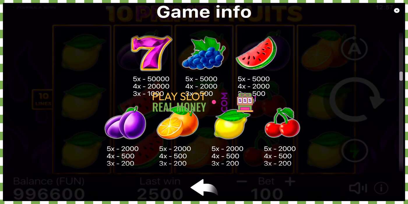 Slot 10 Prime Fruits oikealla rahalla, kuva - 6