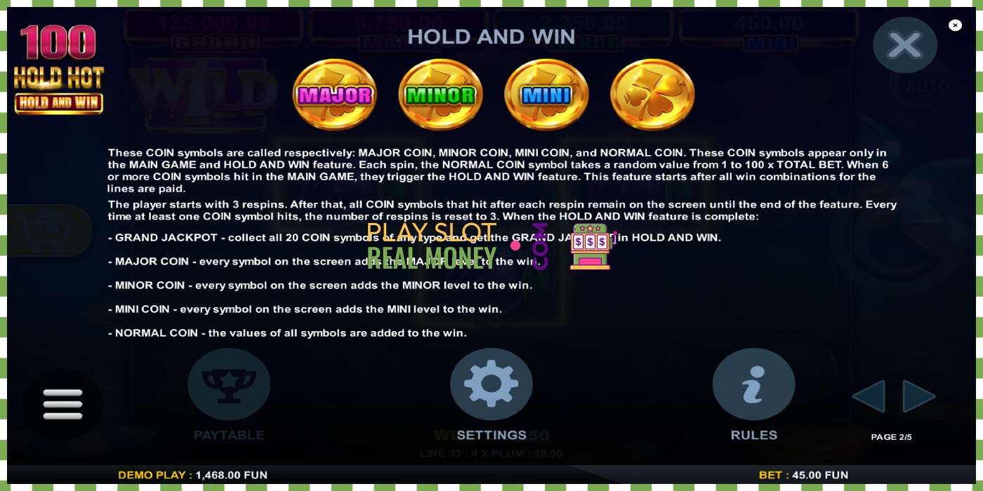 Slot 100 Hold Hot Hold and Win oikealla rahalla, kuva - 6