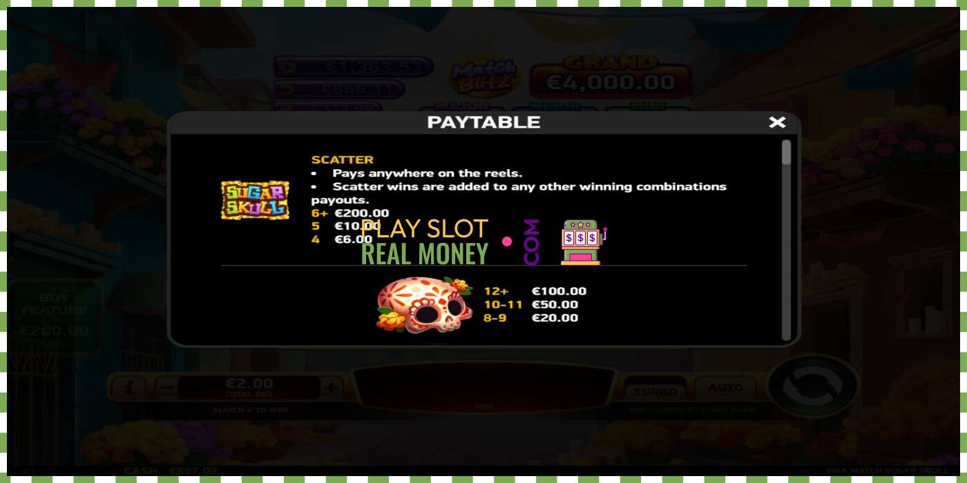 Slot Giga Match Sugar Skull za skutočné peniaze, obrázok - 4