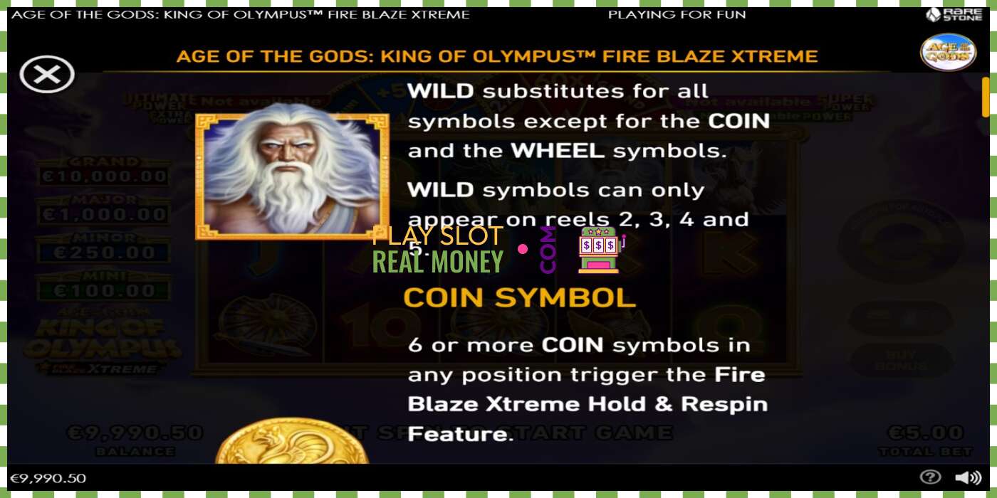 स्लट Age of the Gods: King of Olympus Fire Blaze Xtreme वास्तविक पैसाको लागि, चित्र - 4