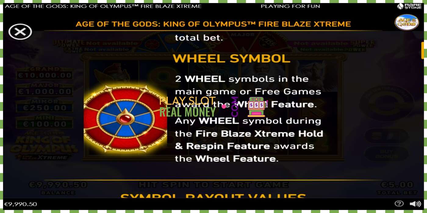 स्लट Age of the Gods: King of Olympus Fire Blaze Xtreme वास्तविक पैसाको लागि, चित्र - 5