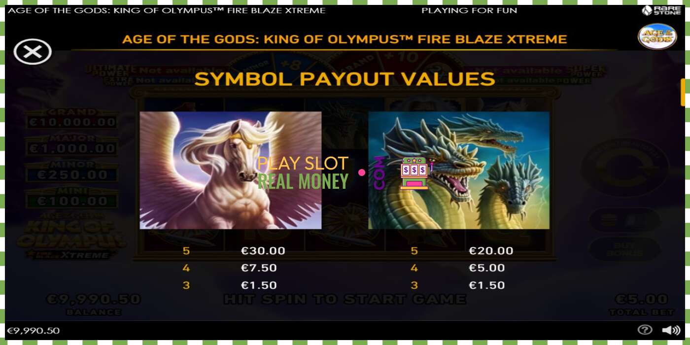 स्लट Age of the Gods: King of Olympus Fire Blaze Xtreme वास्तविक पैसाको लागि, चित्र - 6