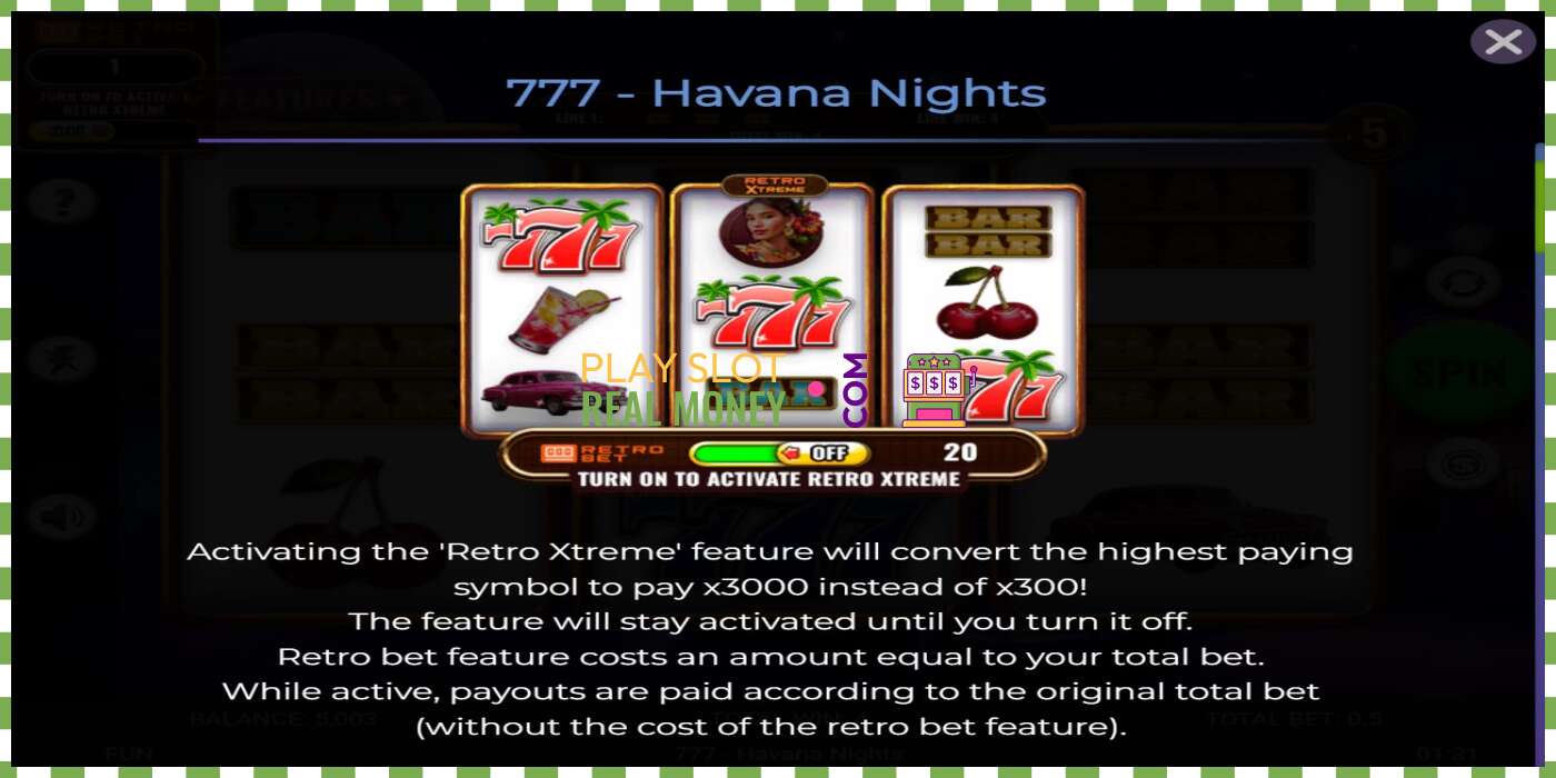 រន្ធដោត 777 - Havana Nights សម្រាប់ប្រាក់ពិត, រូបភាព - 4