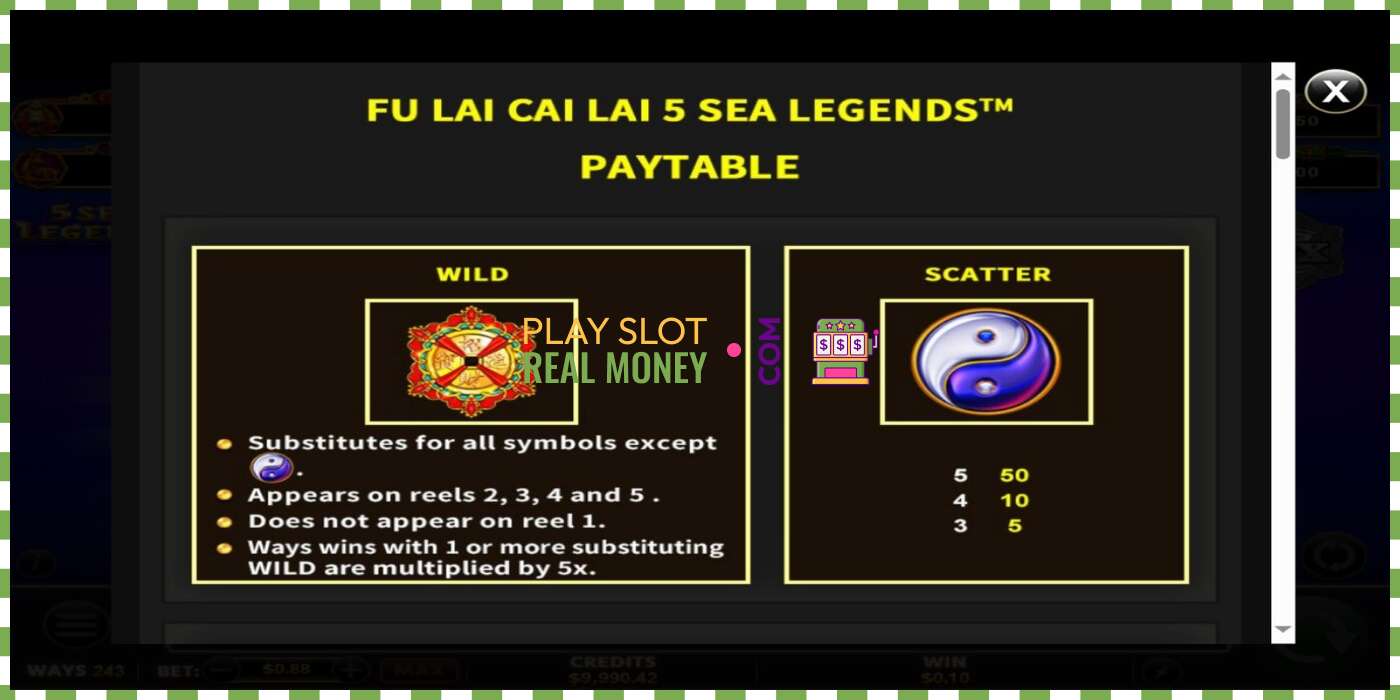 Слот Fu Lai Cai Lai 5 Sea Legends на реальные деньги, картинка - 5