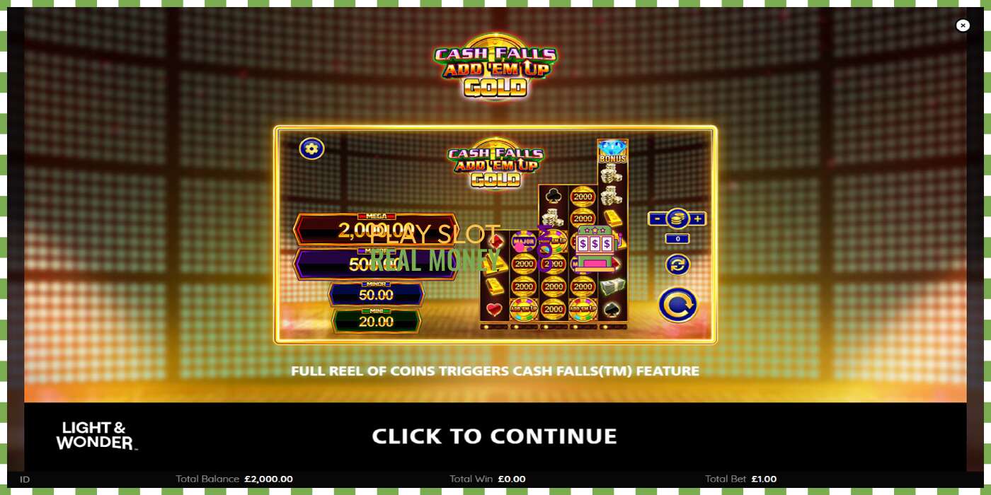 Slot Cash Falls: Add Em Up Gold za skutečné peníze, obrázek - 1