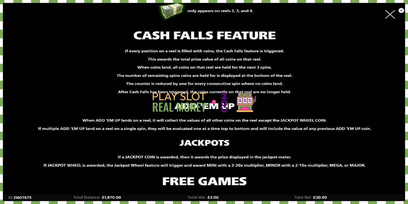 Slot Cash Falls: Add Em Up Gold za skutečné peníze, obrázek - 6