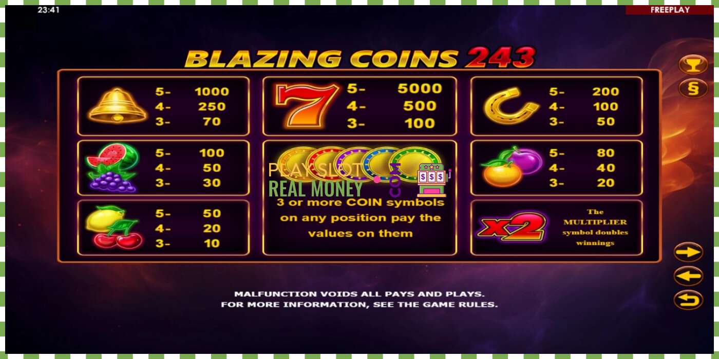 Слот Blazing Coins 243 на реальные деньги, картинка - 4