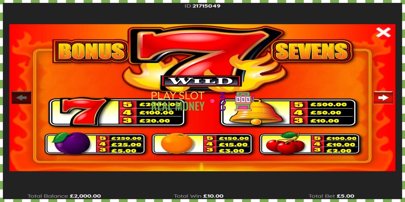 Slot Bonus Sevens Wild für echtes geld, bild - 3