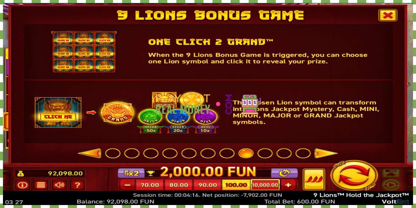 Слот 9 Lions: Hold The Jackpot на реальные деньги, картинка - 3