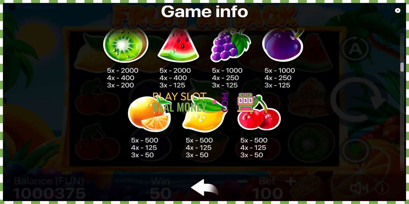 Slot Fruit Attack haqiqiy pul uchun, rasm - 6