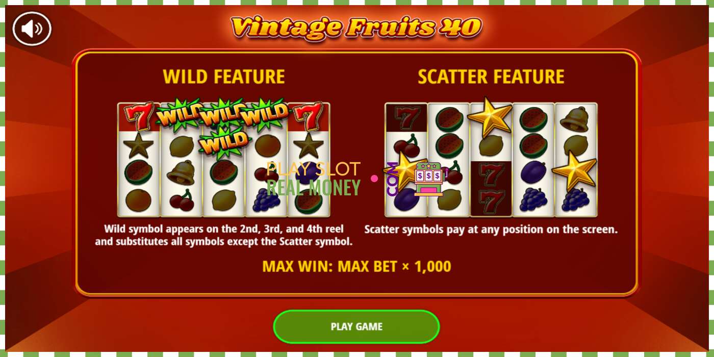 Slot Vintage Fruits 40 për para të vërteta, foto - 1