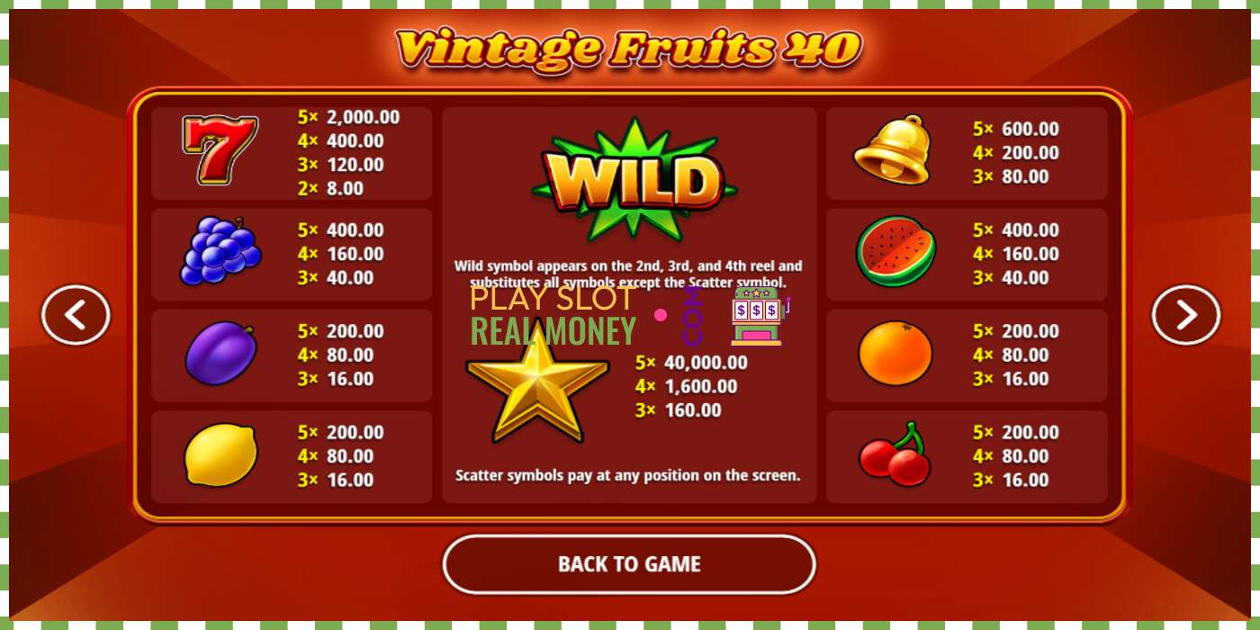 Slot Vintage Fruits 40 për para të vërteta, foto - 5