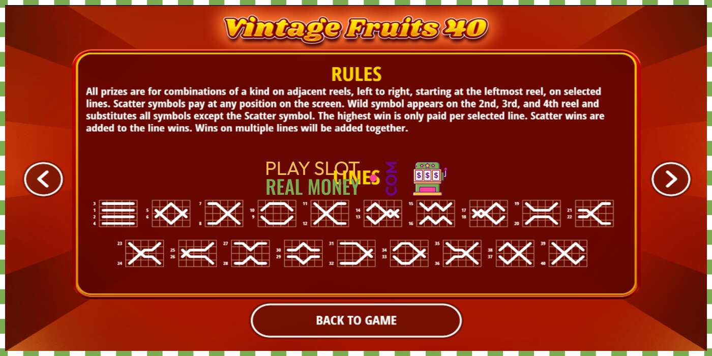 Slot Vintage Fruits 40 për para të vërteta, foto - 6