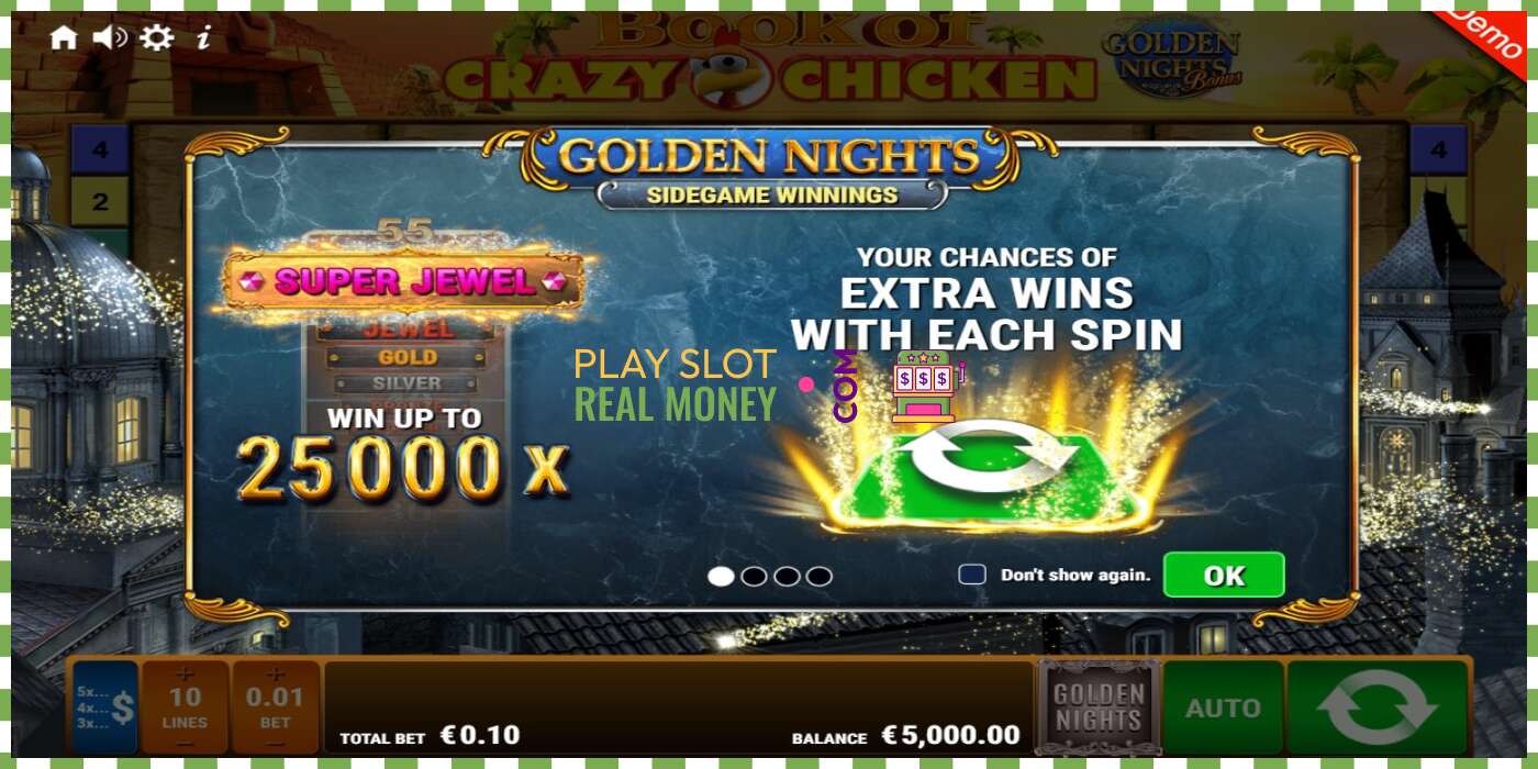 Slot Book of Crazy Chicken Golden Nights haqiqiy pul uchun, rasm - 1