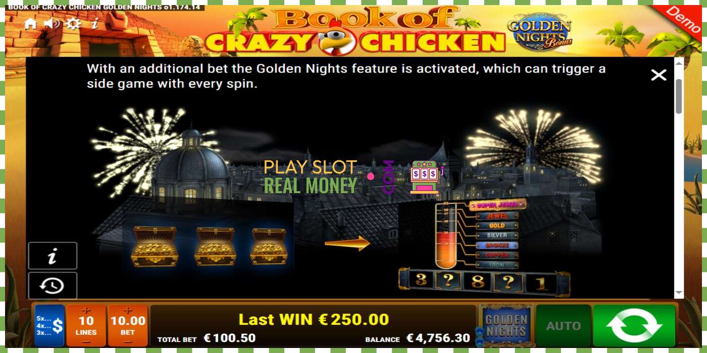 Slot Book of Crazy Chicken Golden Nights haqiqiy pul uchun, rasm - 6