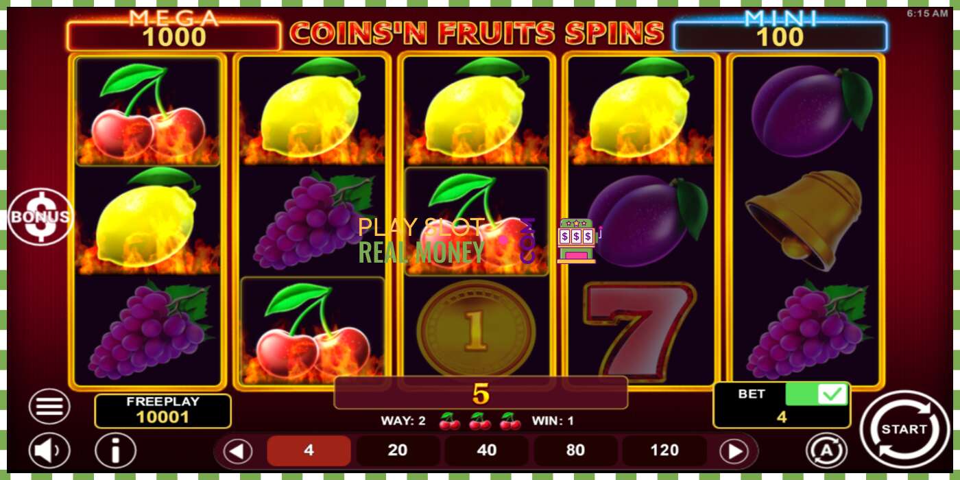 स्लट Coinsn Fruits Spins वास्तविक पैसाको लागि, चित्र - 3