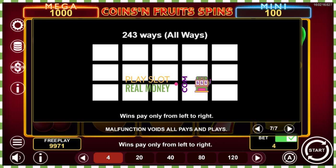 स्लट Coinsn Fruits Spins वास्तविक पैसाको लागि, चित्र - 6