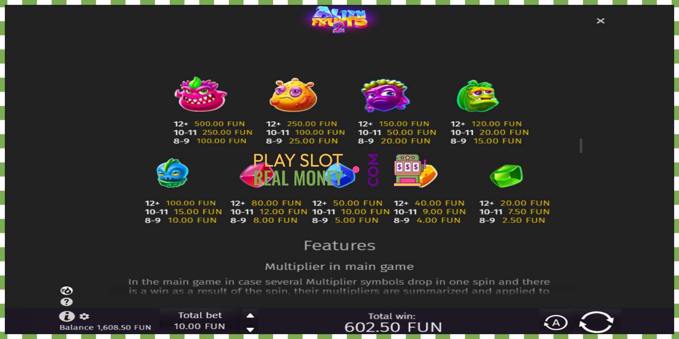 Slot Alien Fruits 2 untuk wang sebenar, gambar - 6