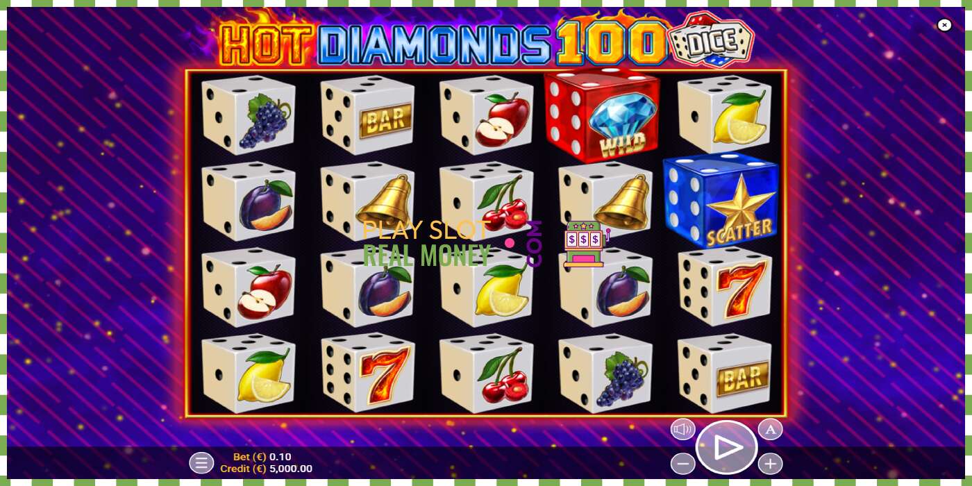 Lizdas Hot Diamonds 100 Dice už tikrus pinigus, nuotrauka - 1