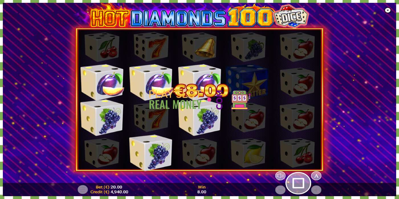 Lizdas Hot Diamonds 100 Dice už tikrus pinigus, nuotrauka - 2