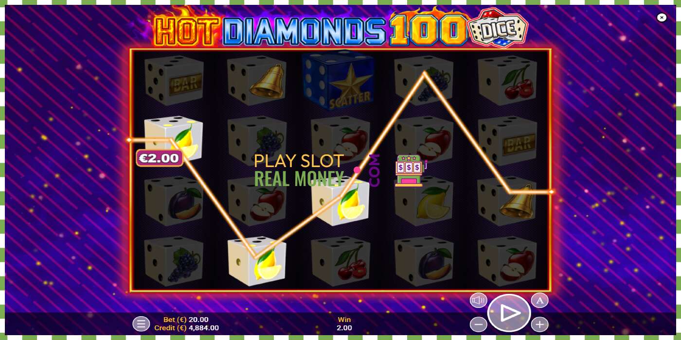 Lizdas Hot Diamonds 100 Dice už tikrus pinigus, nuotrauka - 3