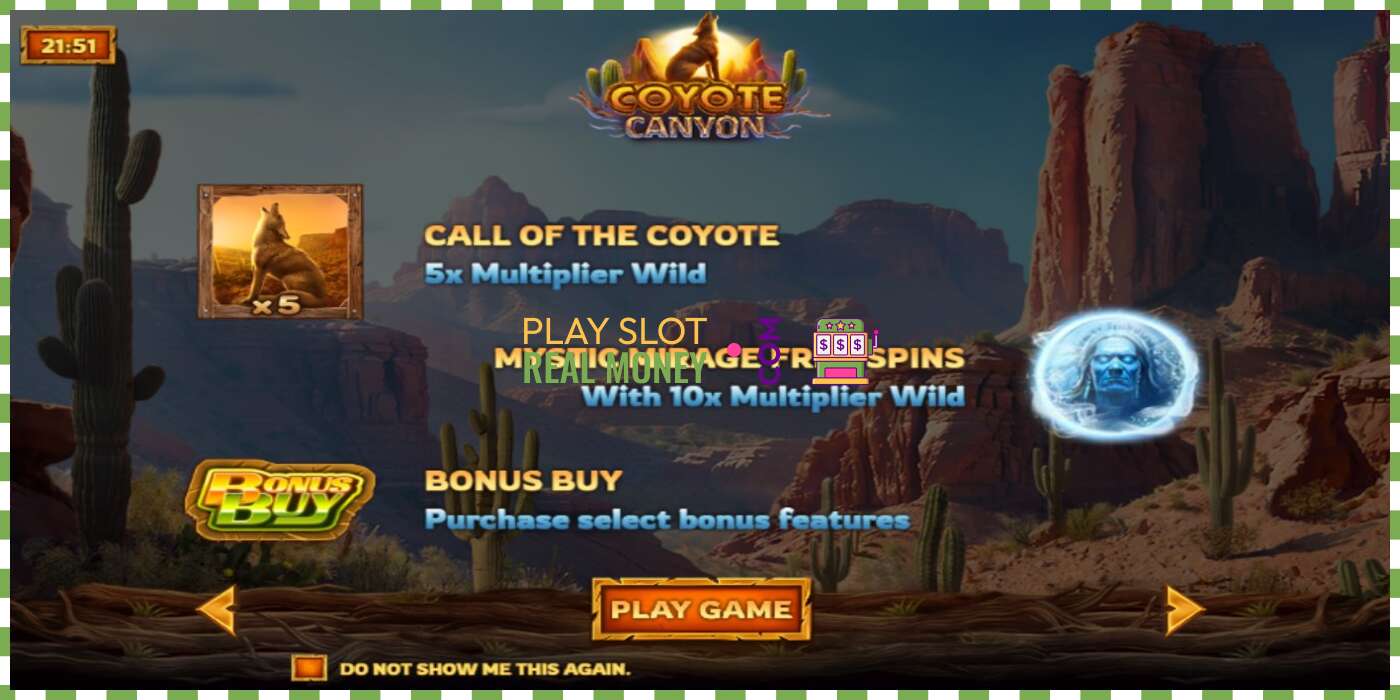 Слот Coyote Canyon нақты ақшаға, сурет - 1