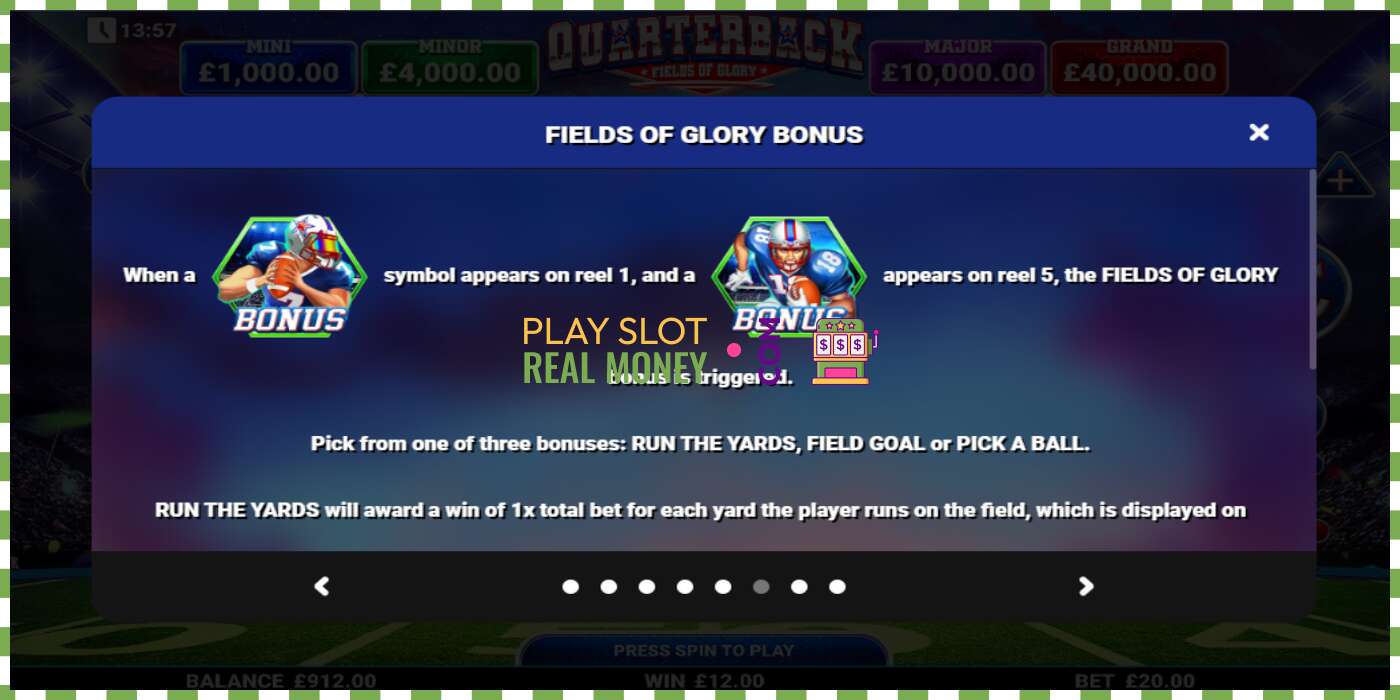 Slot Quarterback Fields of Glory por dinheiro real, foto - 7