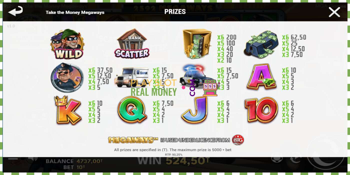 Slot Take the Money Megaways za skutečné peníze, obrázek - 7