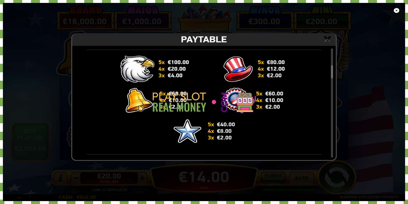 Slot Diamond Explosion Patriots чыныгы акча үчүн, сүрөт - 6