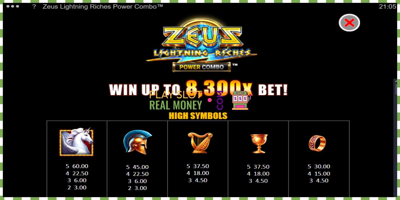 Yanayopangwa Zeus Lightning Riches Power Combo kwa pesa halisi, picha - 6