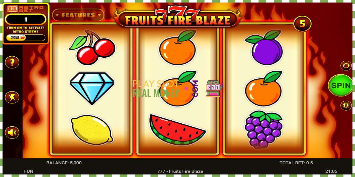 Scanalatura 777 - Fruits Fire Blaze per soldi veri, foto - 2