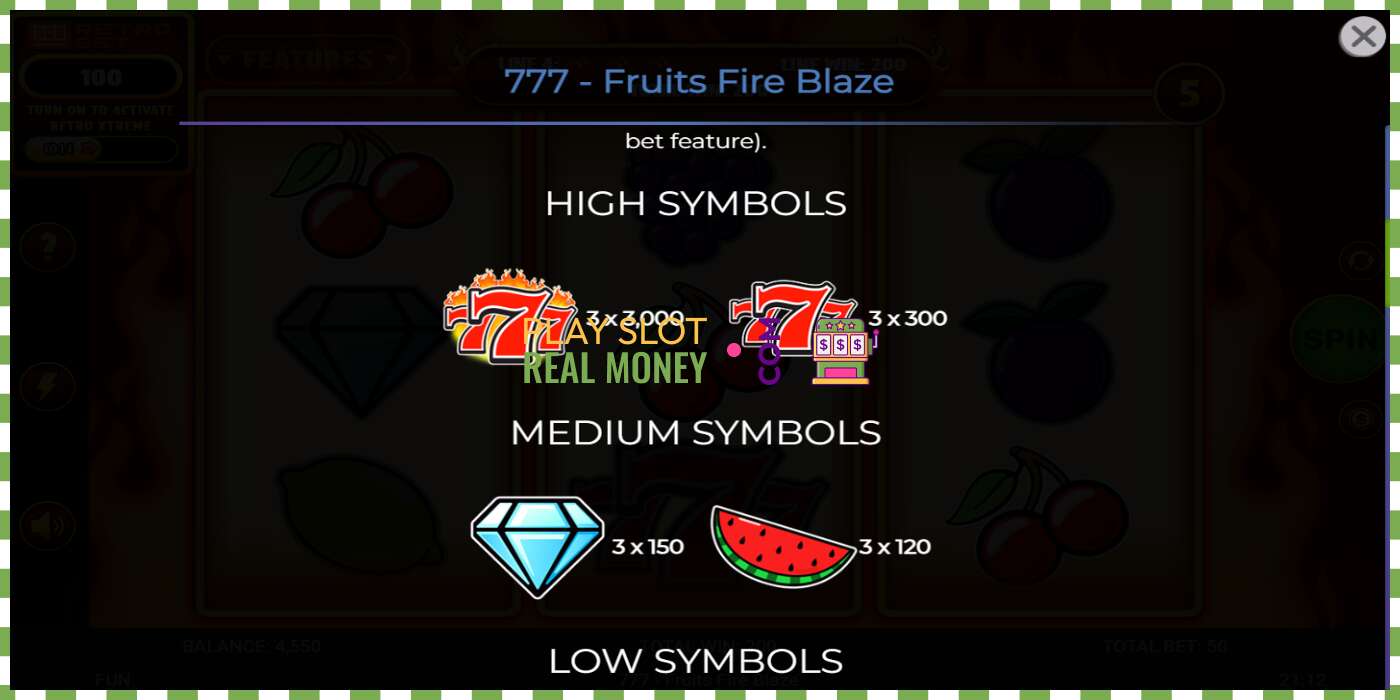 Scanalatura 777 - Fruits Fire Blaze per soldi veri, foto - 6