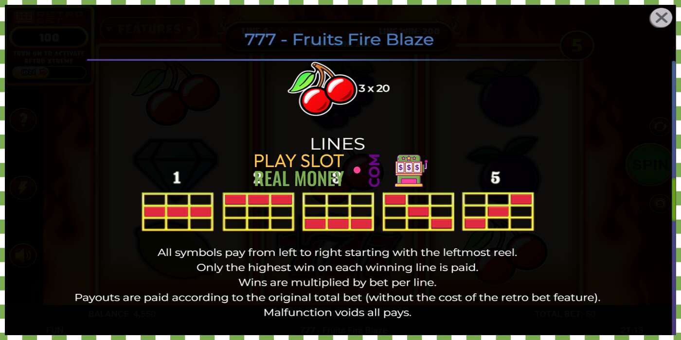 Scanalatura 777 - Fruits Fire Blaze per soldi veri, foto - 7