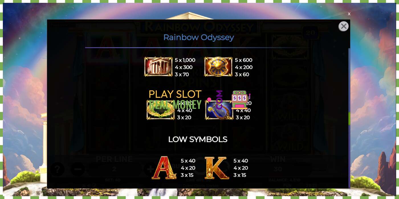 Slot Rainbow Odyssey чыныгы акча үчүн, сүрөт - 6