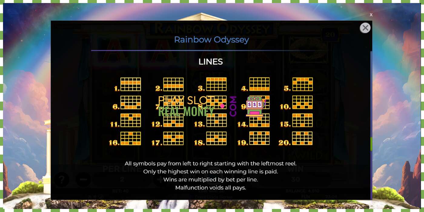 Slot Rainbow Odyssey чыныгы акча үчүн, сүрөт - 7