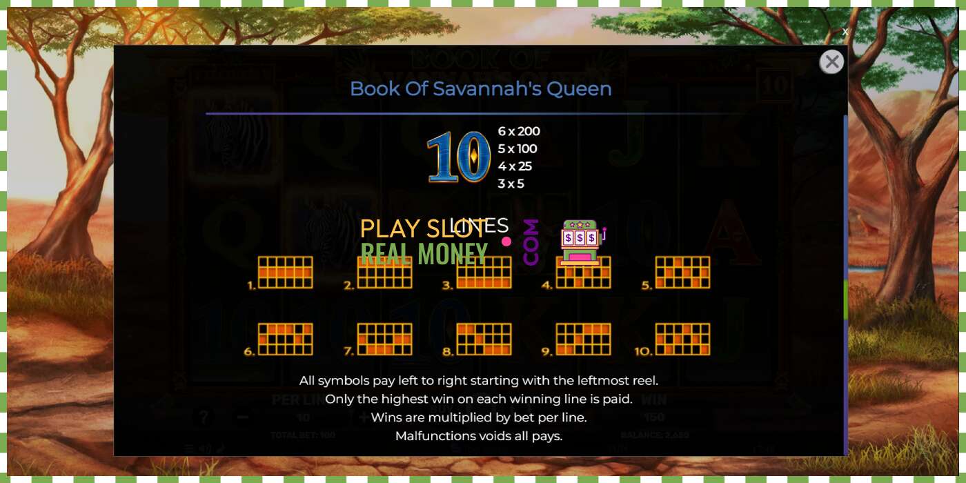 Slot Book of Savannahs Queen por dinheiro real, foto - 7