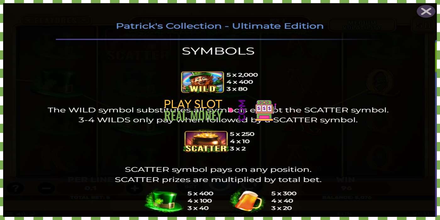 Սլոտ Patricks Collection - Ultimate Edition իրական փողի դիմաց, նկար - 4