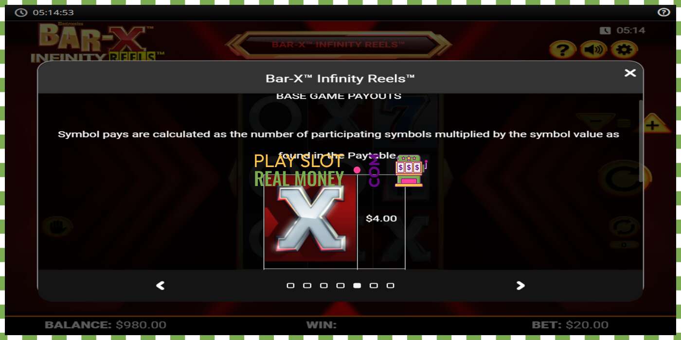 Slot Bar-X Infinity Reels za pravi novac, slika - 4