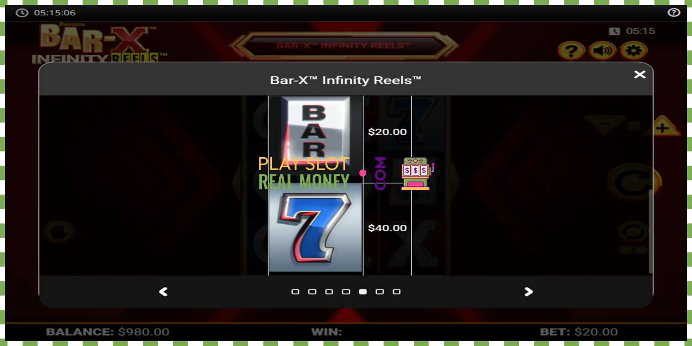 Slot Bar-X Infinity Reels za pravi novac, slika - 5