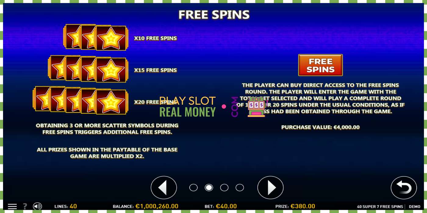 Slots 40 Super 7 Free Spins par īstu naudu, bilde - 6