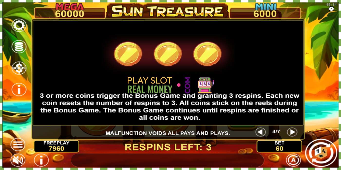 स्लॉट Sun Treasure Hold & Win वास्तविक पैशासाठी, चित्र - 7