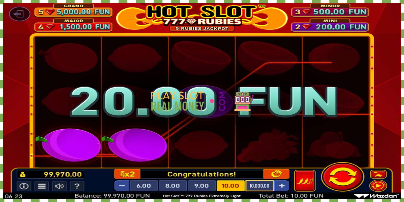 Սլոտ Hot Slot 777 Rubies Extremely Light իրական փողի դիմաց, նկար - 3