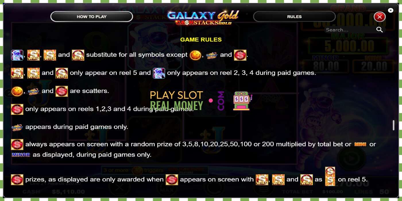 Ranura Galaxy Gold CashStacks Gold per diners reals, imatge - 7