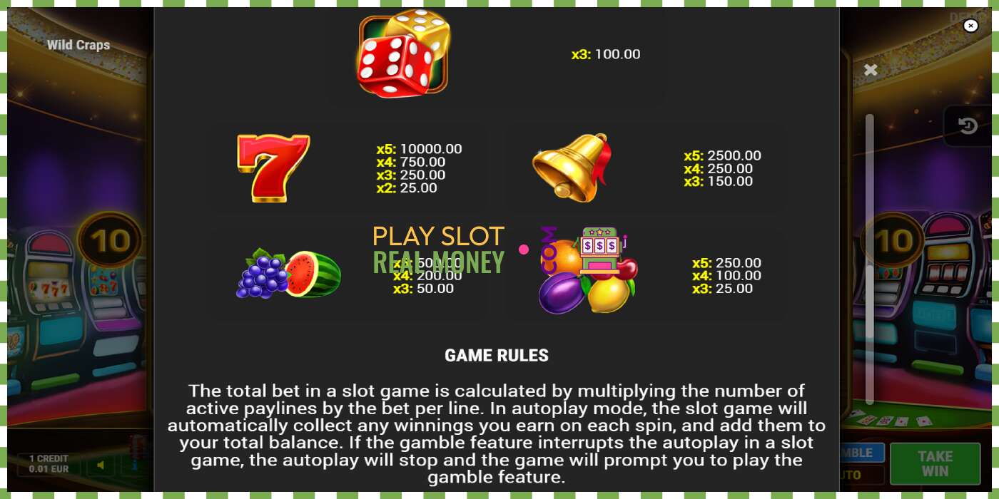 Slot Wild Craps pe bani reali, poza - 7