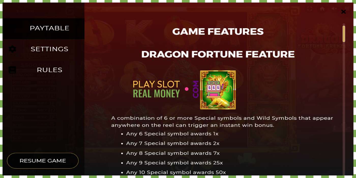 තව් Dragon Fortune Frenzy සැබෑ මුදල් සඳහා, පින්තූරය - 5