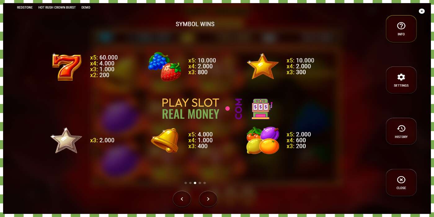 Slot Hot Rush Crown Burst për para të vërteta, foto - 6