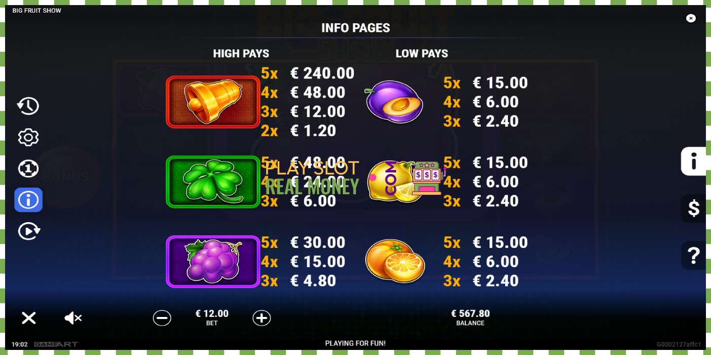 Slot Big Fruit Show za skutočné peniaze, obrázok - 6