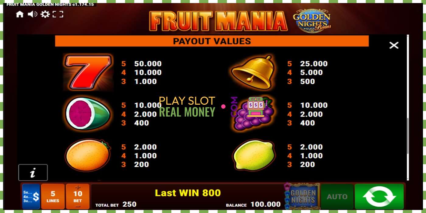 Слот Fruit Mania Golden Nights на реальные деньги, картинка - 7